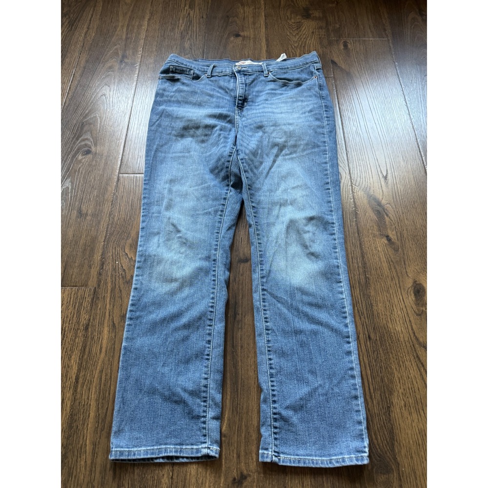 Levi Strauss Signature Womens 16 Mid Rise Straight Leg Jeans Medium Wash Blue